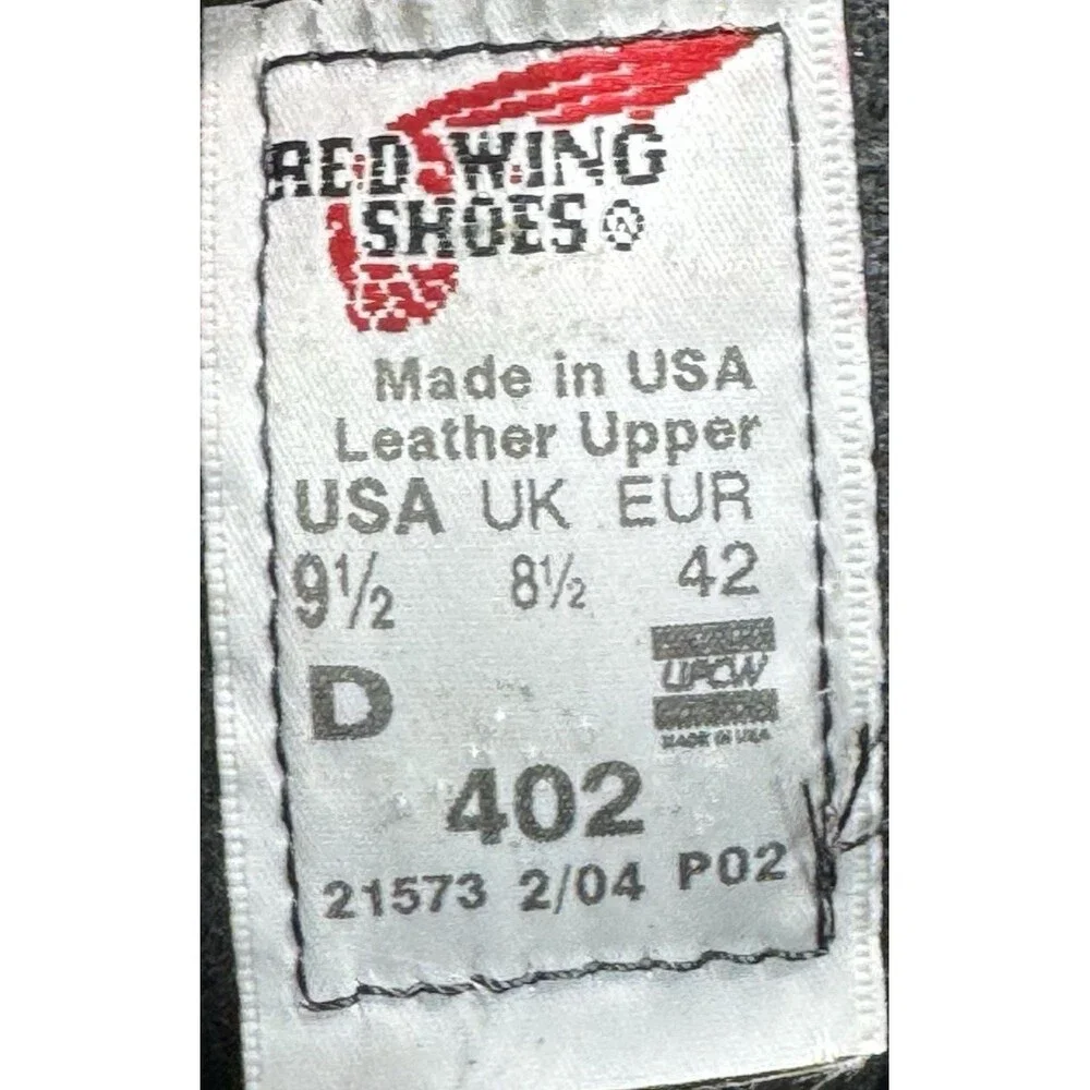 Red Wing Boots Men's 9.5 D 402 Supersole Leather Work